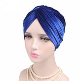 Autumn Winter Velvet Stretch Bandana Hat Sapphire One size 0 - Tophatter Daily Deals