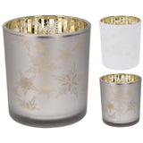 Snowflake Tealight Holder | Frosted Glass Christmas Tea Light Candle Holder 8cm Candle Holder - Tophatter Daily Deals