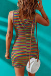 Cutout Striped Round Neck Sleeveless Dress Casual Dresses - Tophatter Daily Deals