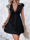 Deep V Flutter Sleeve Mini Dress Casual Dresses - Tophatter Daily Deals