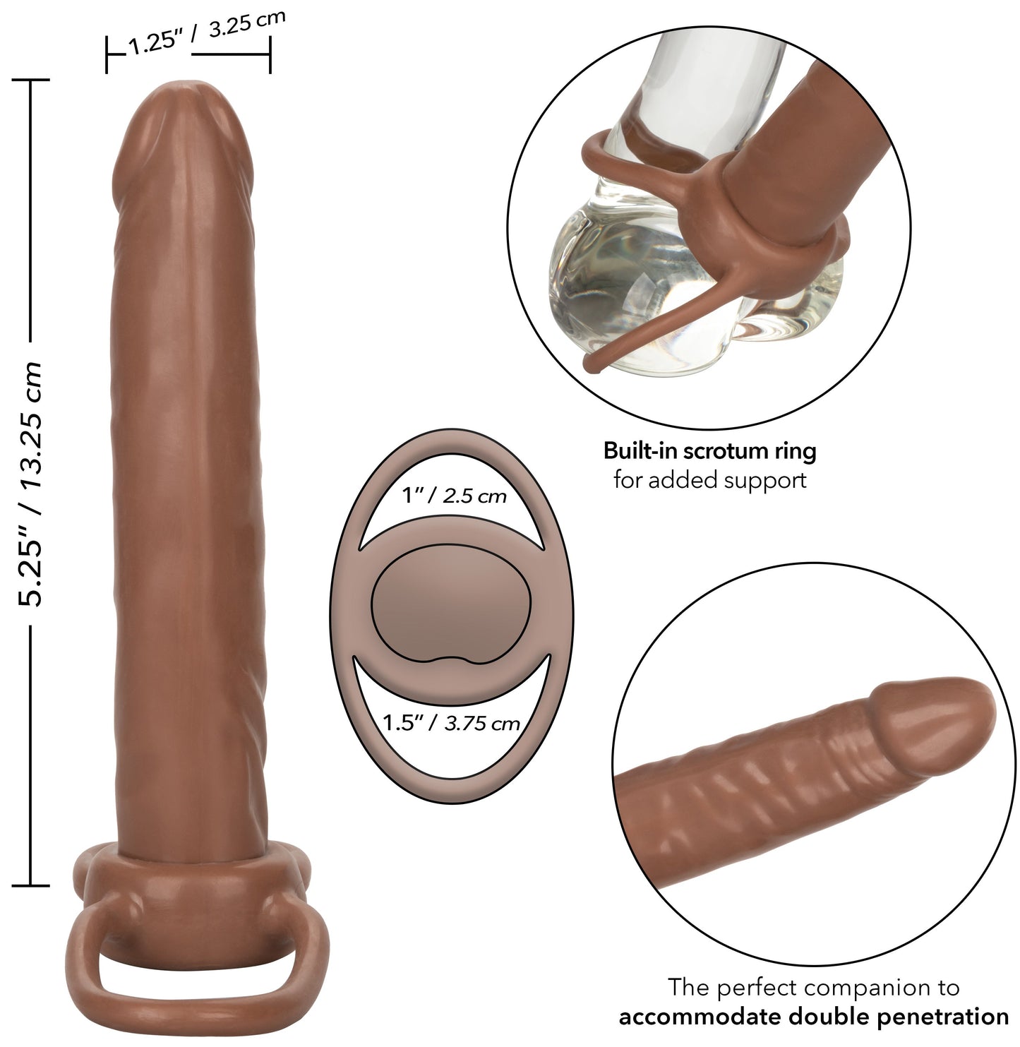 Accommodator Dual Penetrator Brown Anal Dildo with Dual Ring Design > Sex Toys For Men > Penis Sleeves - Tophatter Daily Deals
