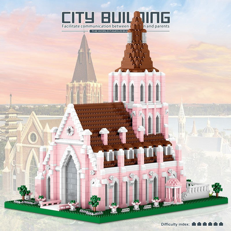 Building Blocks High Difficulty Giant Type Assembled Swan Lake Castle Pink 0 - Tophatter Daily Deals