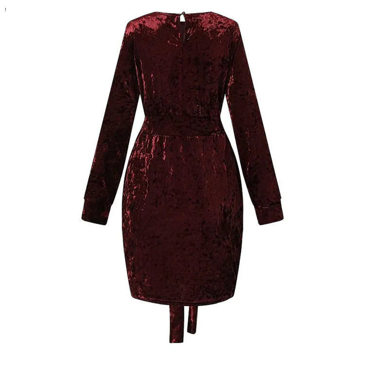 Tied Round Neck Long Sleeve Dress Cocktail Dresses - Tophatter Daily Deals