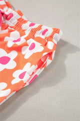 Orange Flower Print Short Sleeve Shirt Pajamas Set Loungewear & Sleepwear/Sleepwear - Tophatter Daily Deals