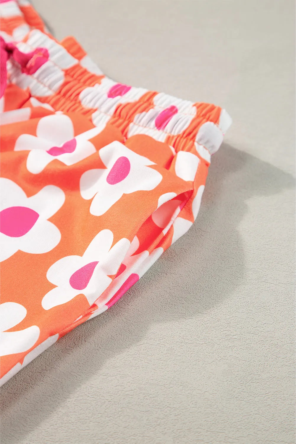 Orange Flower Print Short Sleeve Shirt Pajamas Set Loungewear & Sleepwear/Sleepwear - Tophatter Daily Deals