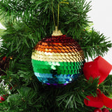 Rainbow Sequin Christmas Bauble | Multicoloured Christmas Tree Ornament - 7cm Baubles - Tophatter Daily Deals