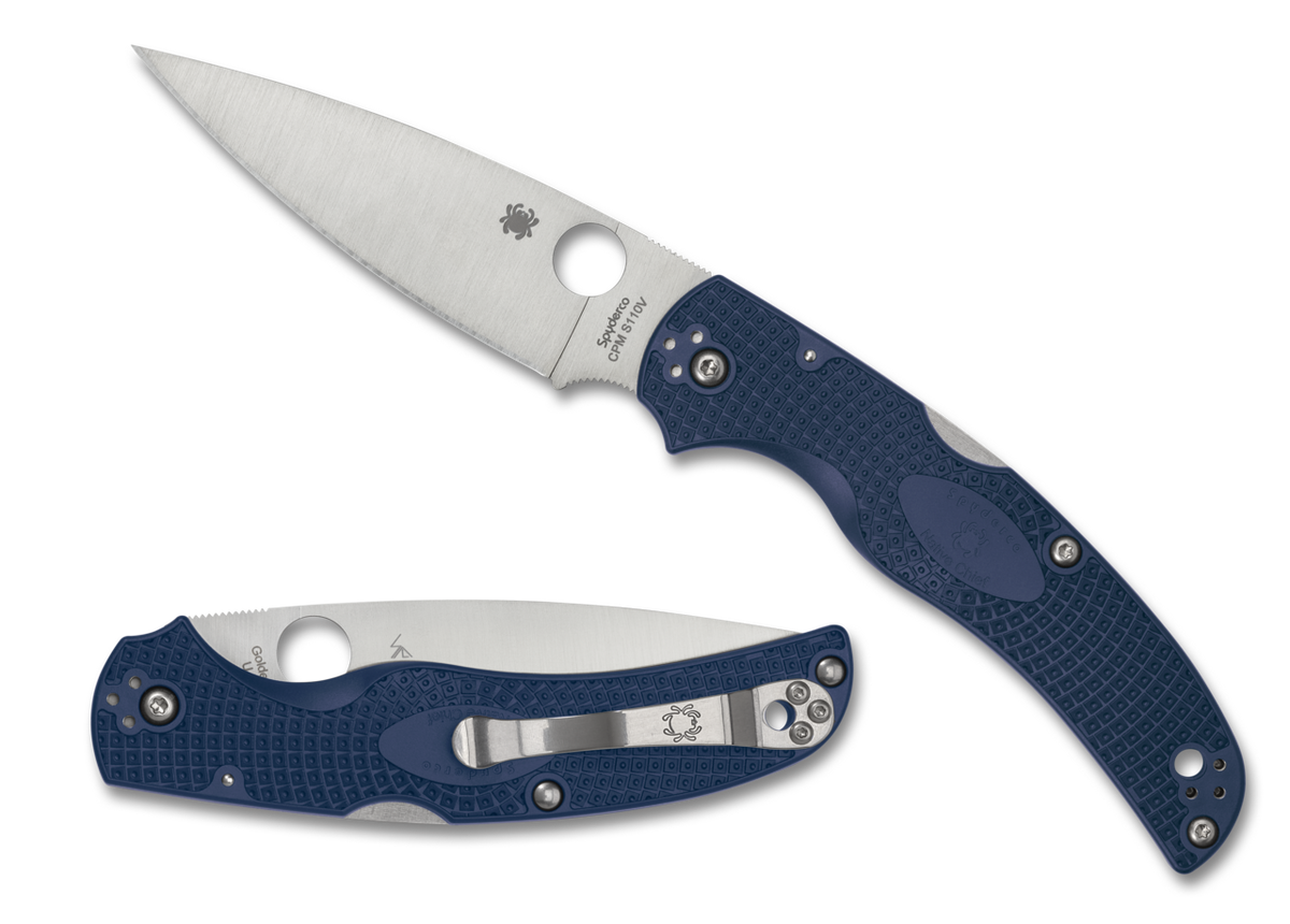 Spyderco Native Chief Lightweight - Blue FRN - Plain Edge CPM-S110V - C244PDBL Knives - Tophatter Daily Deals