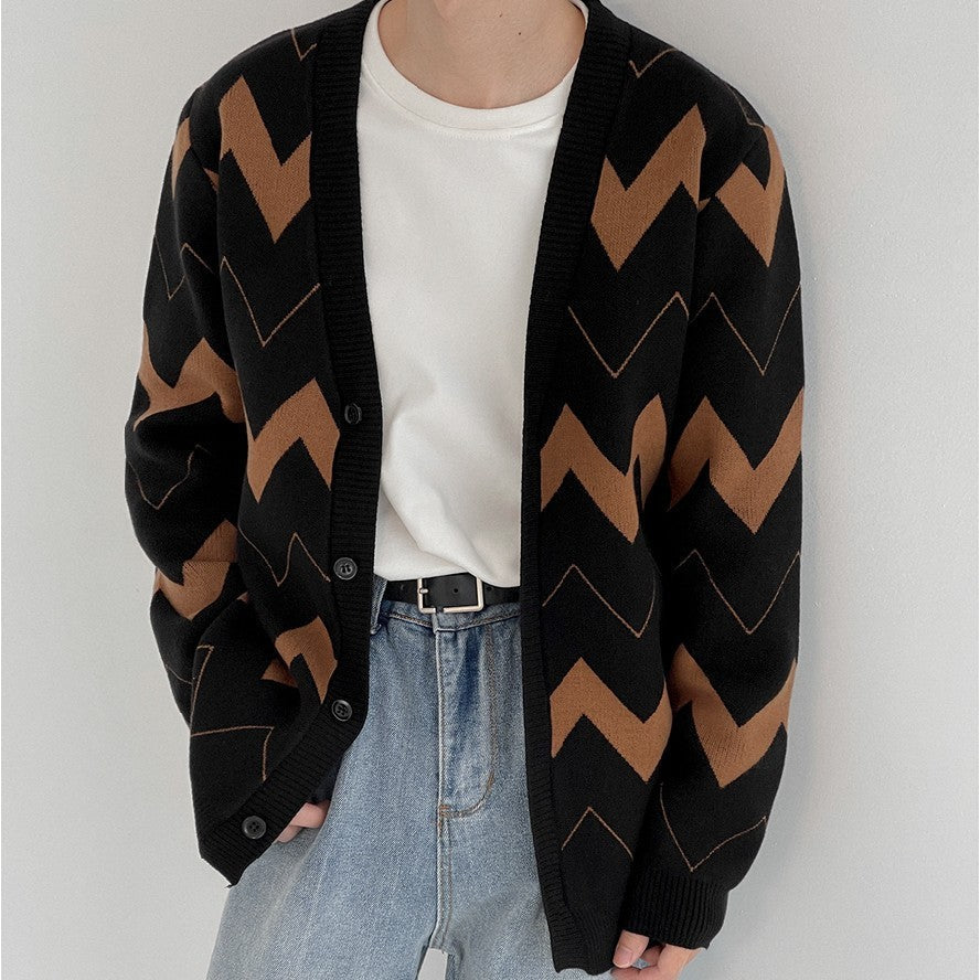 Oversized Men's Cardigan - Open Front, Knit, Casual 3D Changing Face Moving Picture Frame - Tophatter Daily Deals