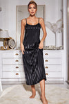 Striped Flounce Sleeve Open Front Robe and Cami Dress Set Loungewear Sets - Tophatter Daily Deals