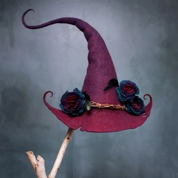 Witch Hat Felt Merino Handmade Halloween 2025 Costume Rose Purple - Tophatter Daily Deals