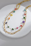 Multicolored Stone Double-Layered Necklace Necklaces - Tophatter Daily Deals