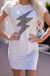 Leopard Light Graphic Tee Dress Light Gray Casual Dresses - Tophatter Daily Deals