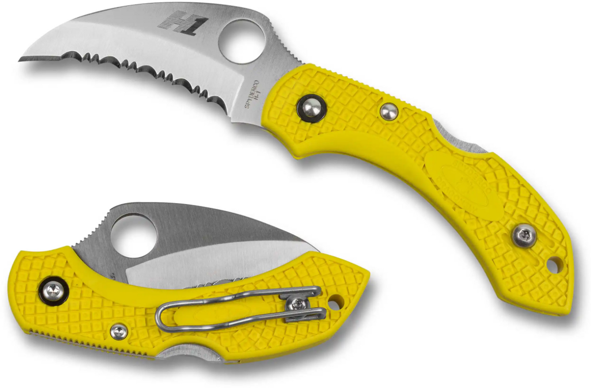 Spyderco Dragonfly 2 Salt Hawkbill - Spyder Edge - Yellow FRN - C28SYL2HB Collectors - Tophatter Daily Deals