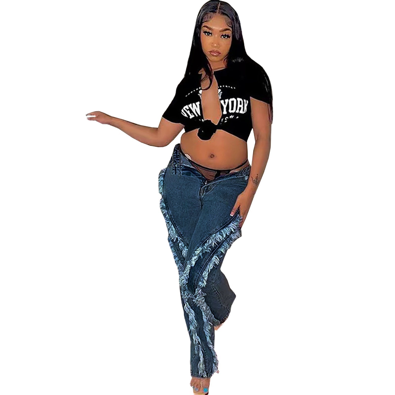 Beauty Dress Fried Salt Raw Edge Fashion Jeans Women 0 - Tophatter Daily Deals