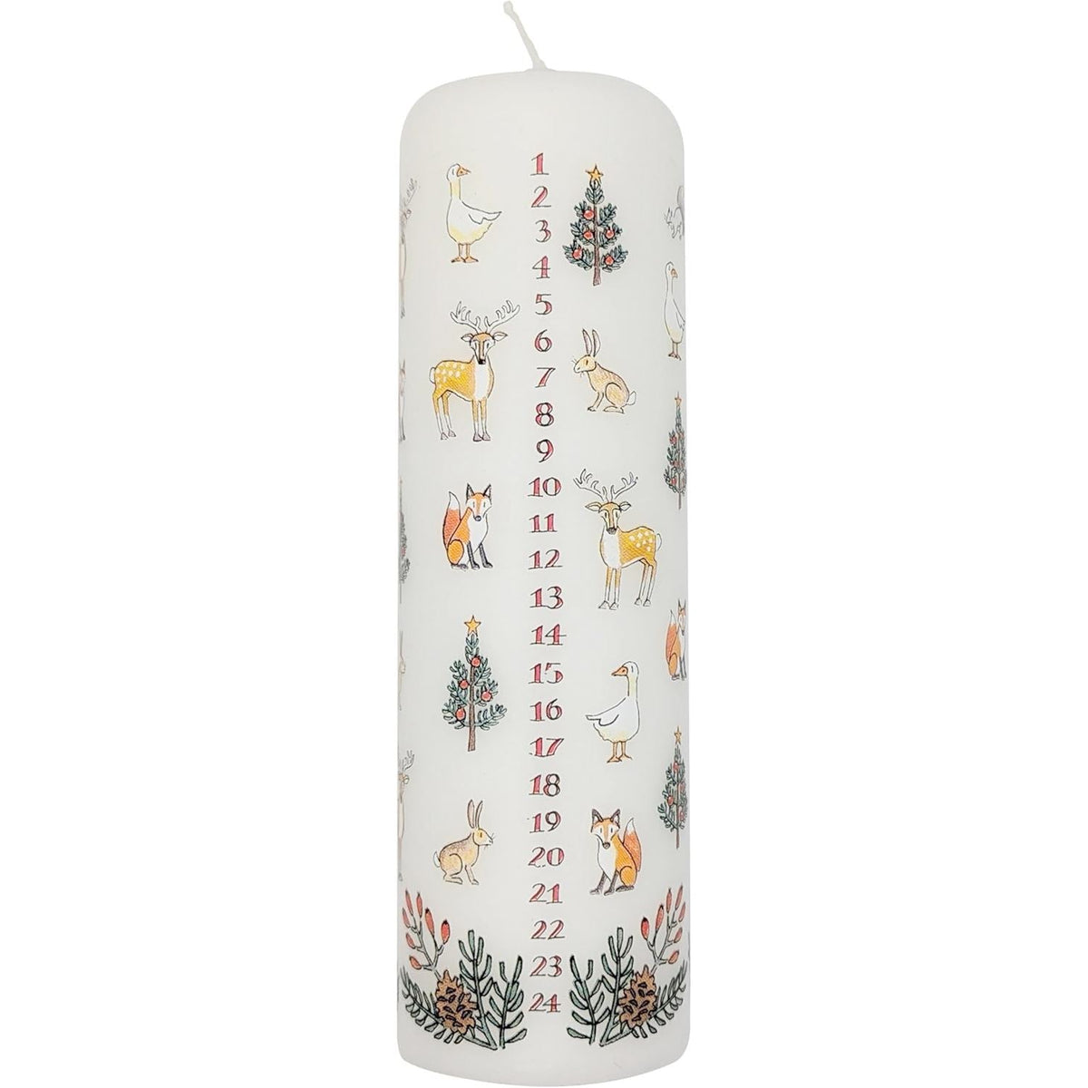 Winter Wildlife Advent Pillar Candle | Christmas Advent Calendar Candle - 20cm Advent Candle - Tophatter Daily Deals
