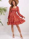 Floral Smocked Square Neck Dress Casual Dresses - Tophatter Daily Deals