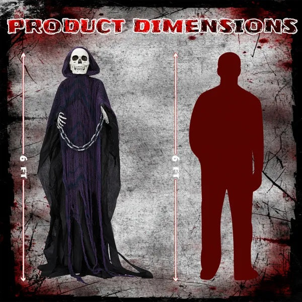 Grim Reaper Animatronic 6ft Sound Activated Halloween 3D Changing Face Moving Picture Frame - Tophatter Daily Deals