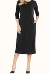 Celeste Full Size Round Neck Midi Dress BLACK Casual Dresses - Tophatter Daily Deals