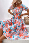 Floral Frill Trim Square Neck Dress Casual Dresses - Tophatter Daily Deals