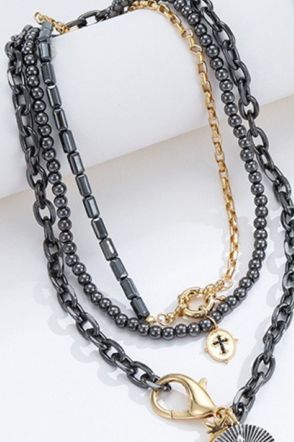 Snake and Cross Pendant Three-Piece Necklace Set Necklaces - Tophatter Daily Deals