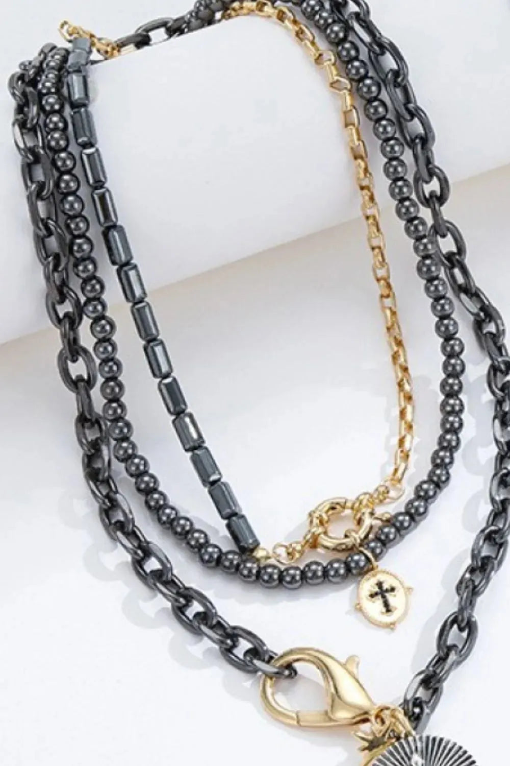Snake and Cross Pendant Three-Piece Necklace Set Necklaces - Tophatter Daily Deals