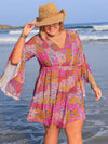 Plus Size Ruched Printed Long Sleeve Dress Casual Dresses - Tophatter Daily Deals