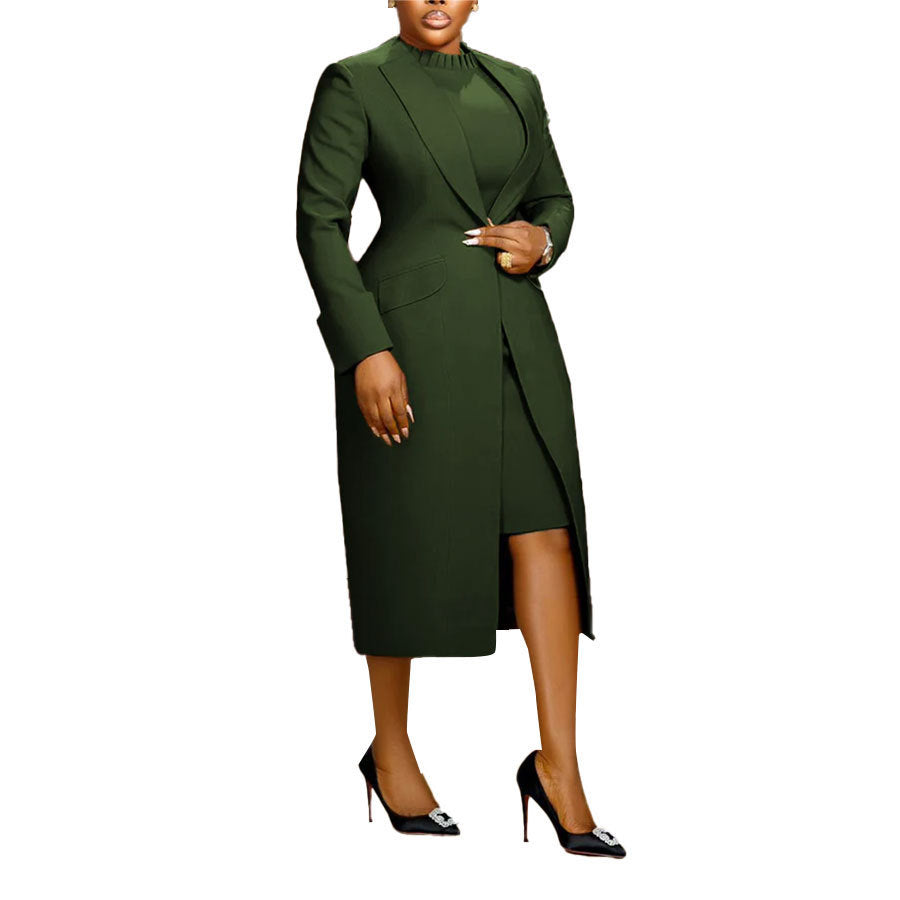 Back Slit Suit Vest Two-piece Set Green 0 - Tophatter Daily Deals