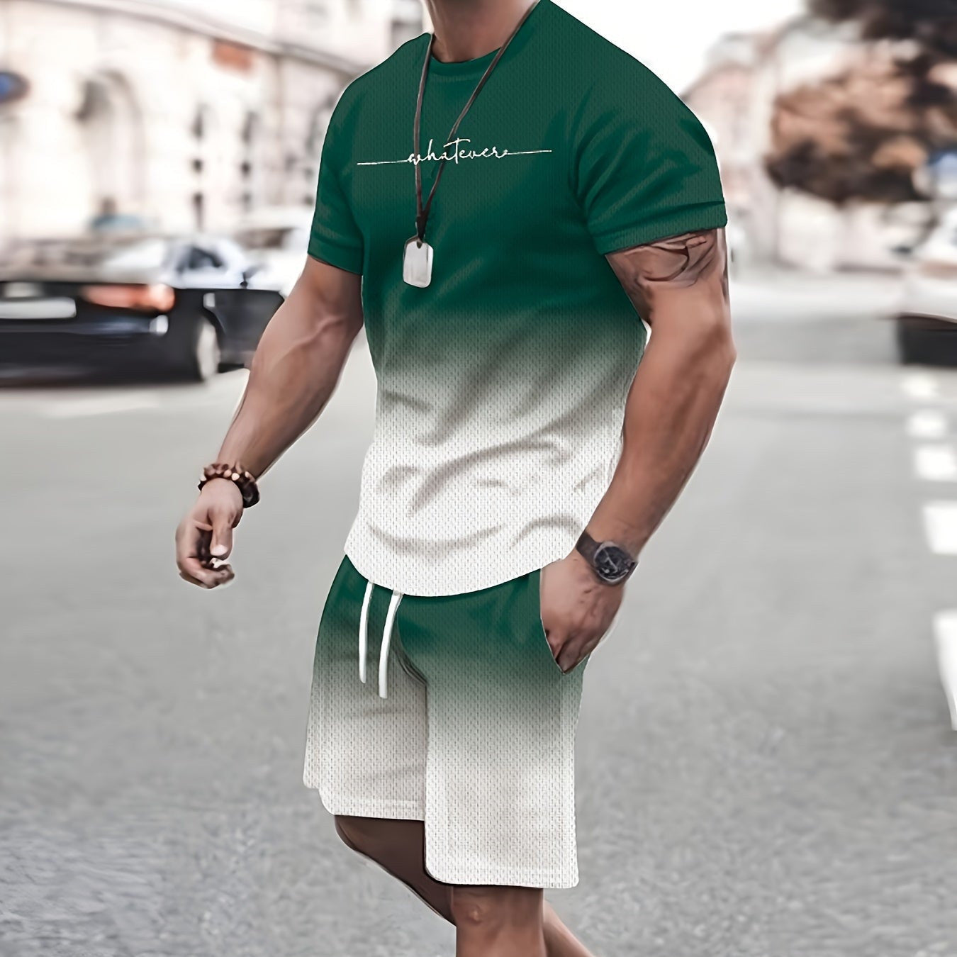 3D Digital New Print Summer Short Sleeve Shorts Leisure Sports Suit 0 - Tophatter Daily Deals