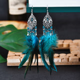 Bohemian Earrings Long Tassel Retro Feather Earrings Ethnic Style Jewelry 0 - Tophatter Daily Deals