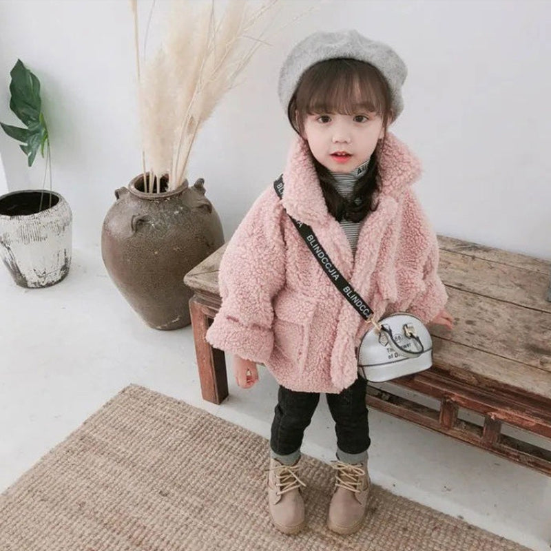 Baby Foreign Style Korean Version Plus Fleece Thickened Solid Color Top Pink 0 - Tophatter Daily Deals