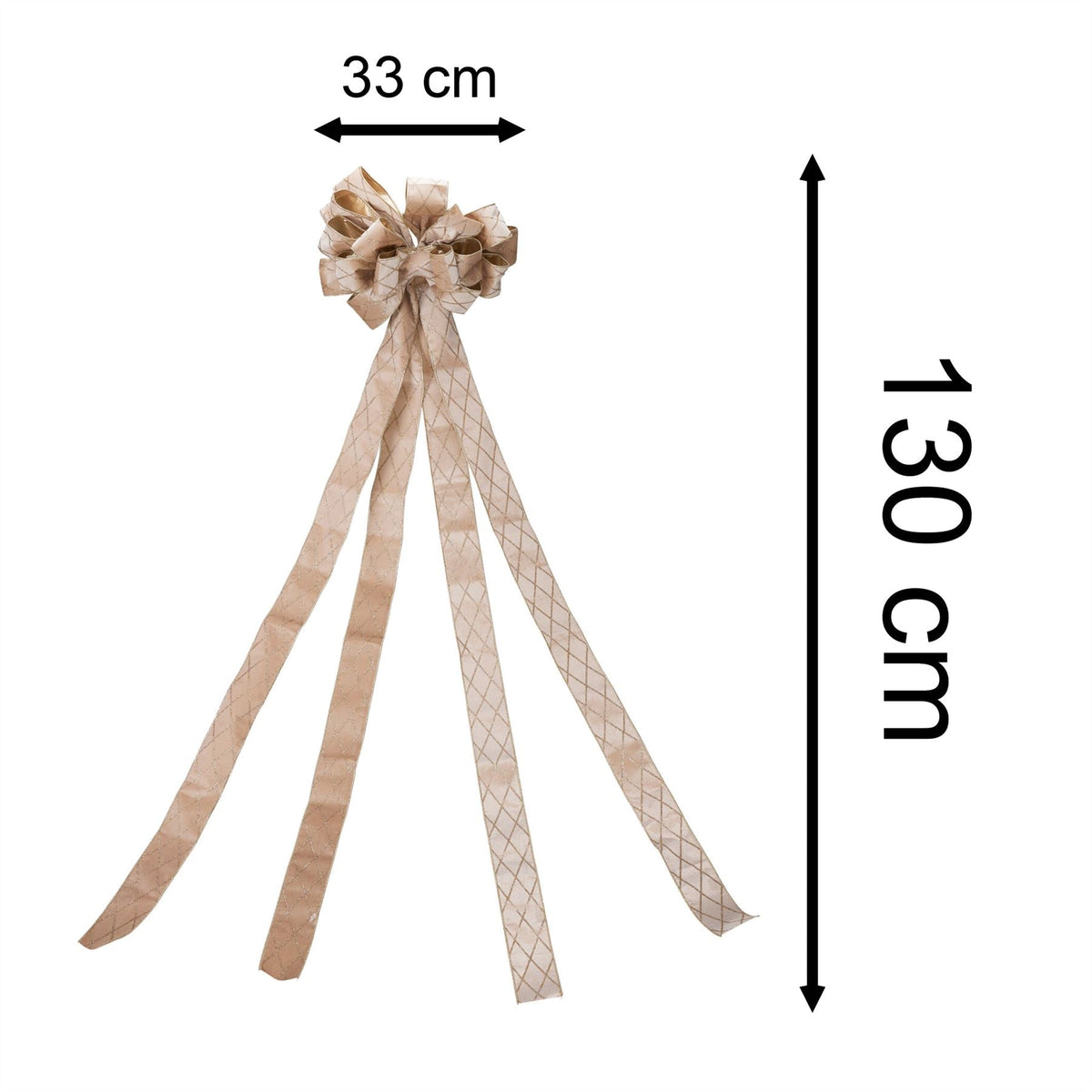 Champagne Gold Tree Top Bow with Long Streamer | Fabric Christmas Tree Topper Tree Decoration - Tophatter Daily Deals