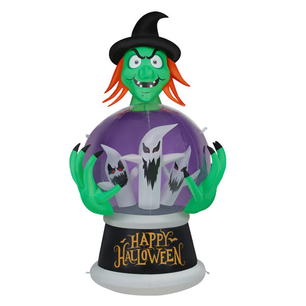 Witch Inflatable 5.9ft Crystal Ball Halloween Decor 2025 3D Changing Face Moving Picture Frame - Tophatter Daily Deals