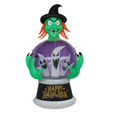 Witch Inflatable 5.9ft Crystal Ball Halloween Decor 2025 3D Changing Face Moving Picture Frame - Tophatter Daily Deals