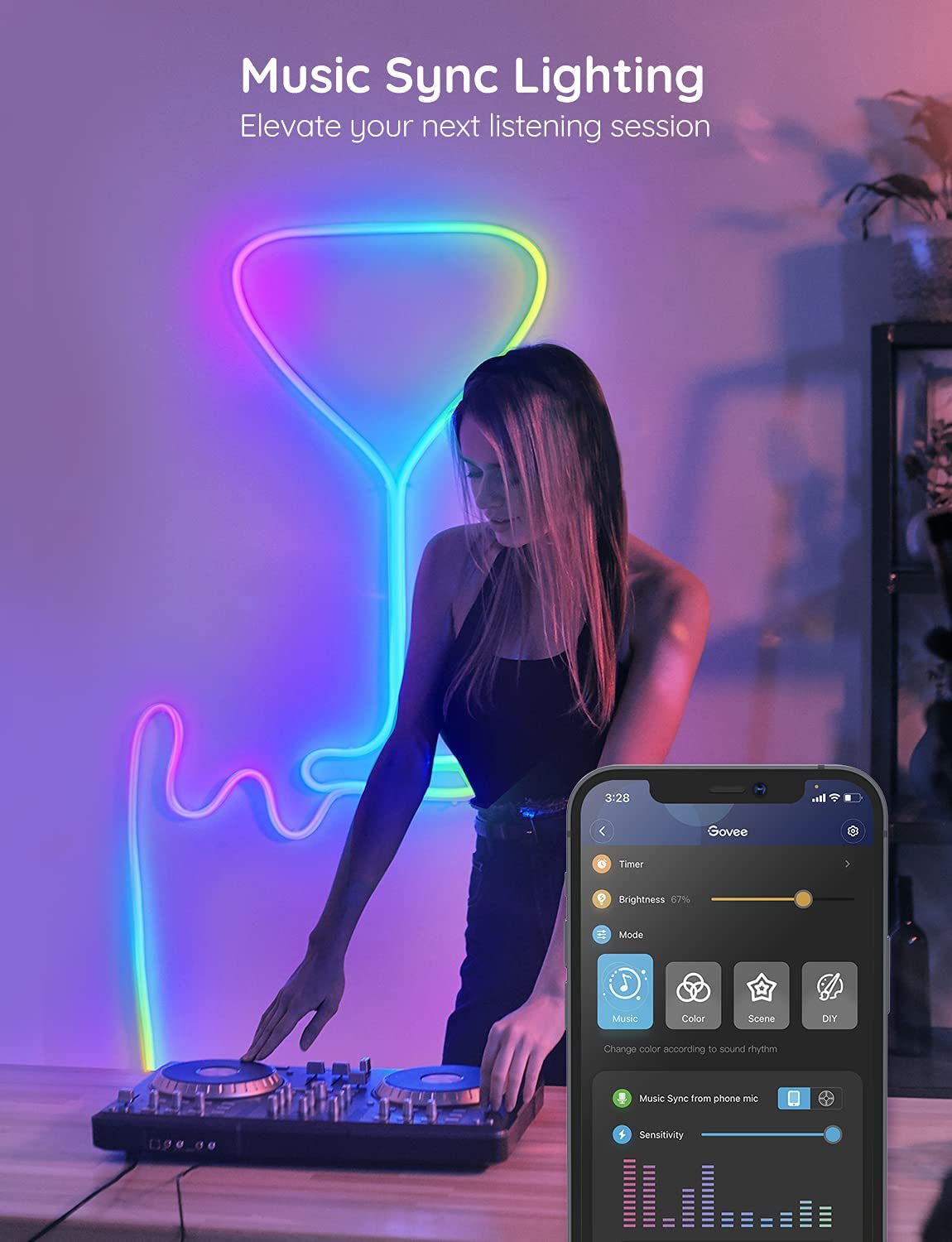 12V24V Bluetooth WIFI5 M RGBIC Colorful Music Neon Light 0 - Tophatter Daily Deals