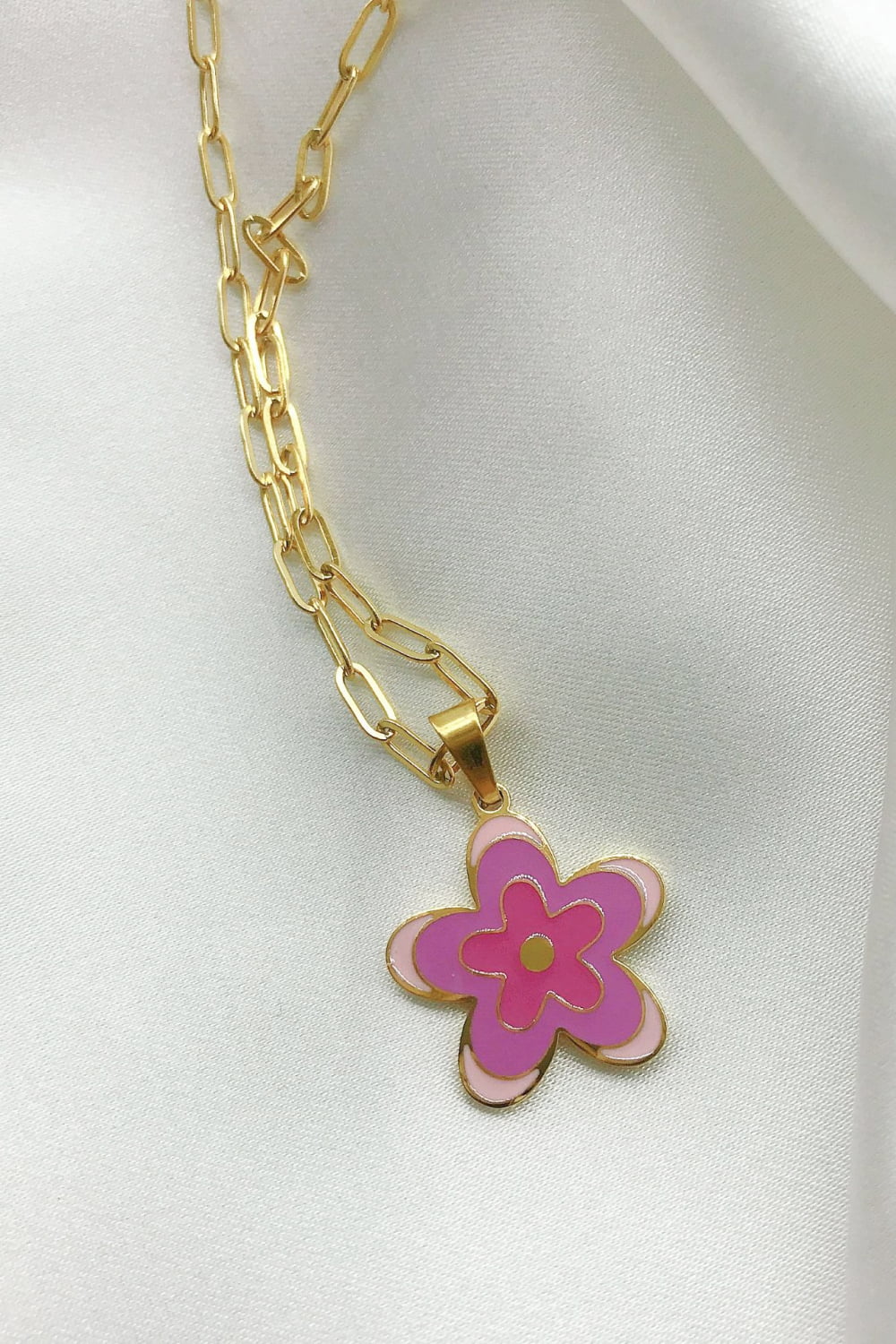 Flower Pendant Stainless Steel Necklace Purple One Size Necklaces - Tophatter Daily Deals