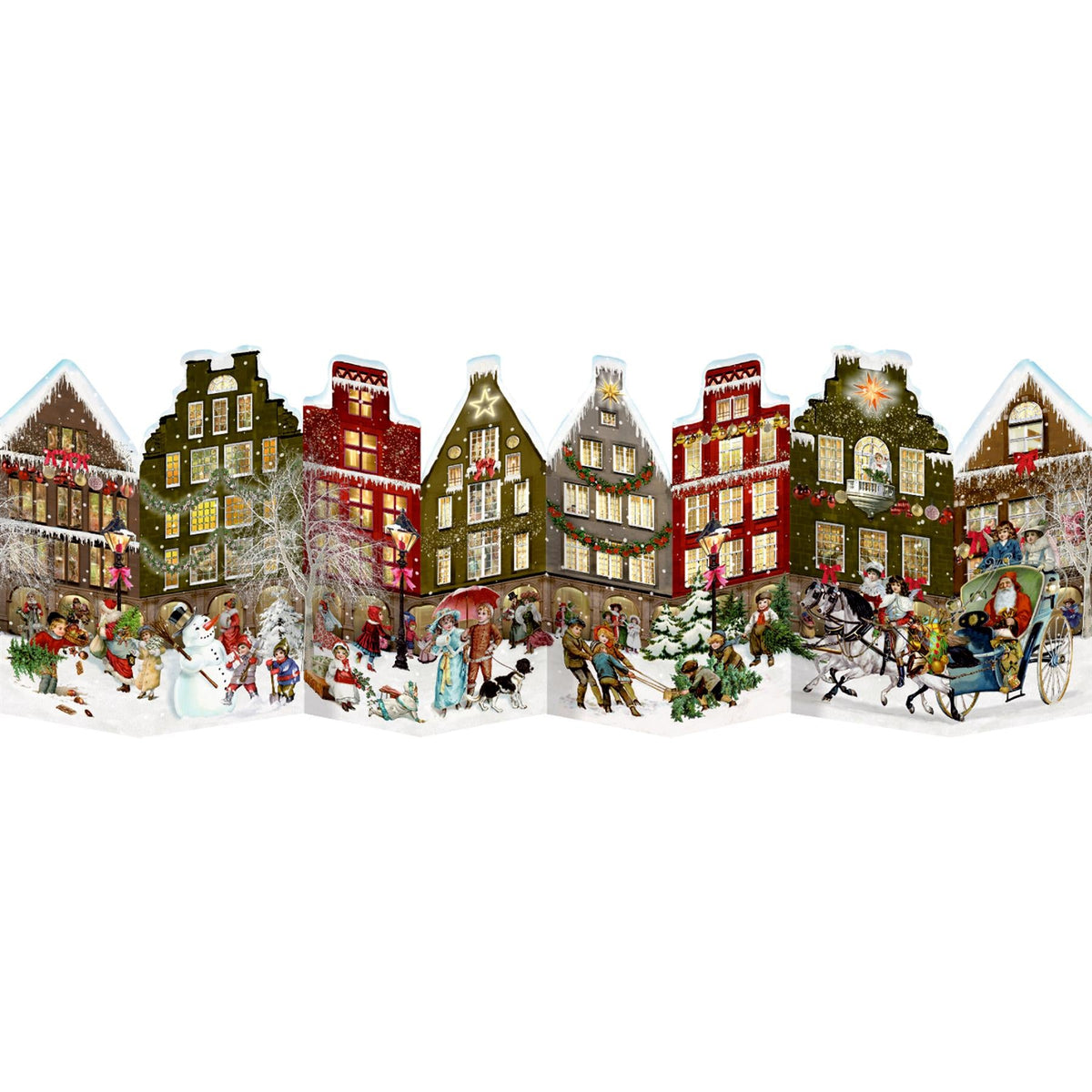 Deluxe Traditional Stand Up Card Advent Calendar Extra Large - Nostalgic Christmas Village Scene Advent Calendar - Tophatter Daily Deals