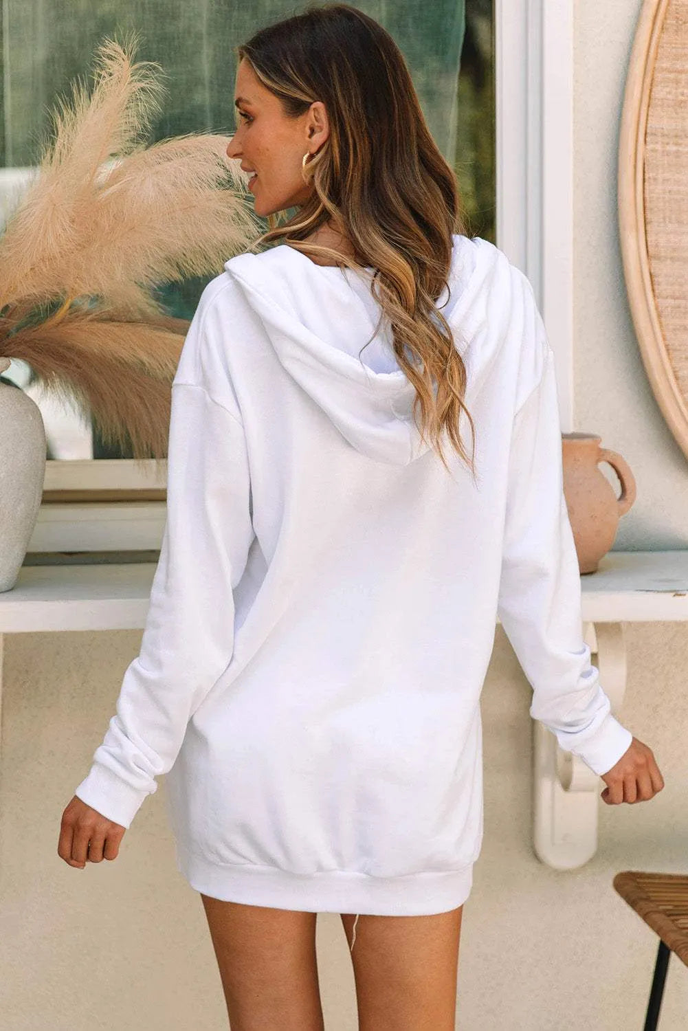 Drawstring Half Zip Hooded Dress Casual Dresses - Tophatter Daily Deals