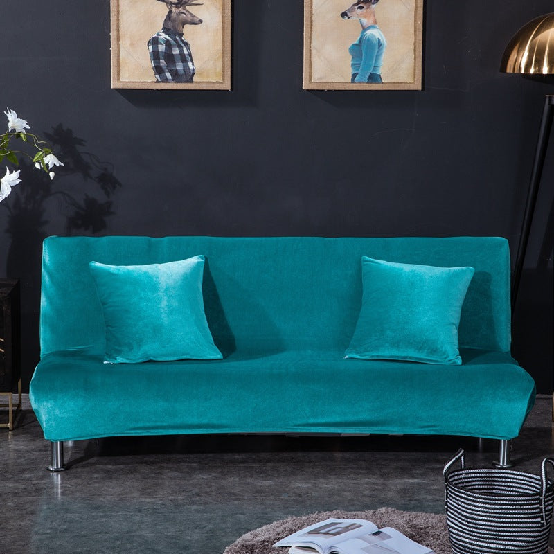 All-inclusive Silver Fox Velvet Armless Folding Sofa Bedspread Lake Blue 0 - Tophatter Daily Deals