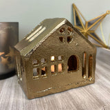 Gold Metal House Shaped Tealight Candle Holder | Christmas Tea Light House Candle Holder - Tophatter Daily Deals