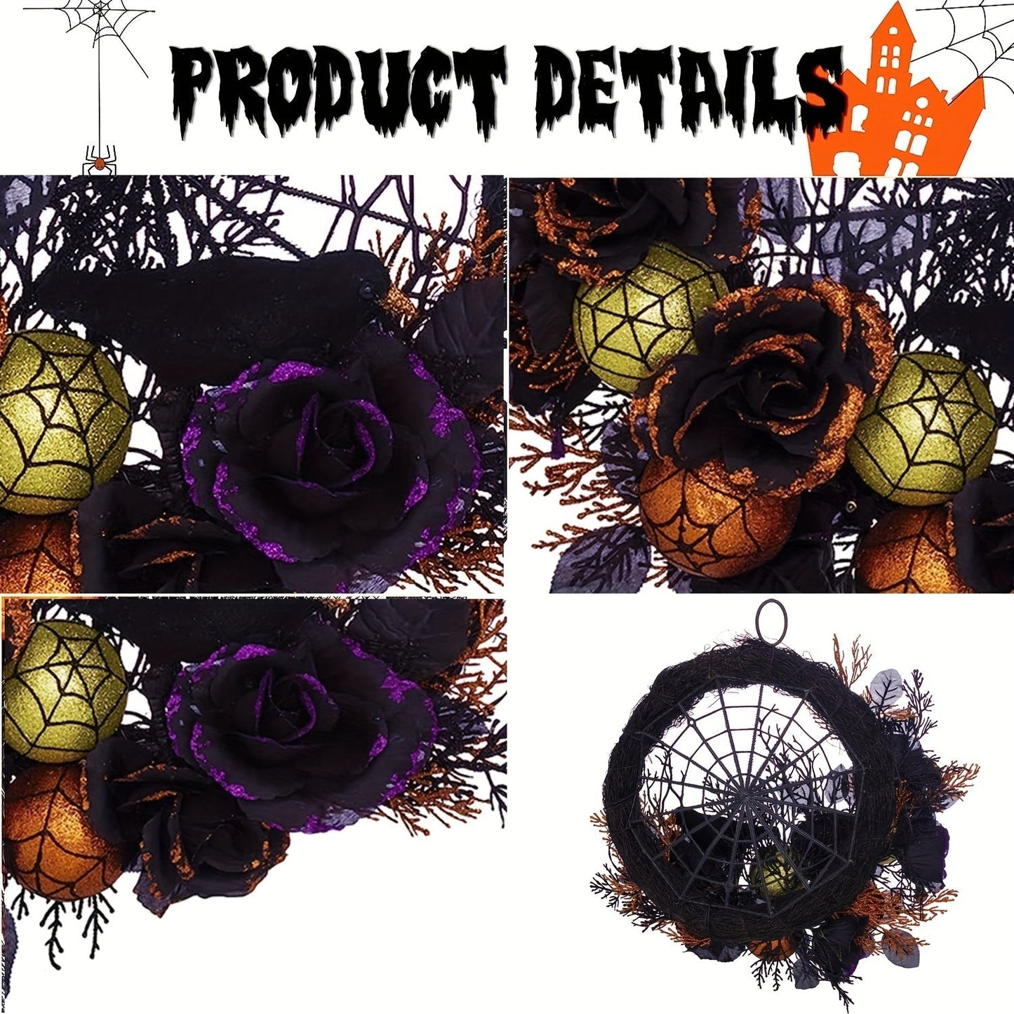 Halloween Wreath Decoration with Spider Web Occasions > Christmas > Christmas Wreaths & Garlands - Tophatter Daily Deals