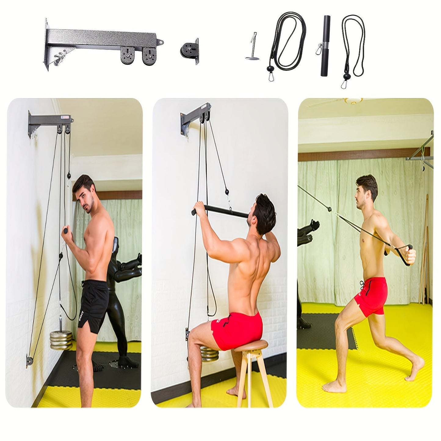 Wall Pulley Rope System Training Equipment Free Weights - Tophatter Daily Deals