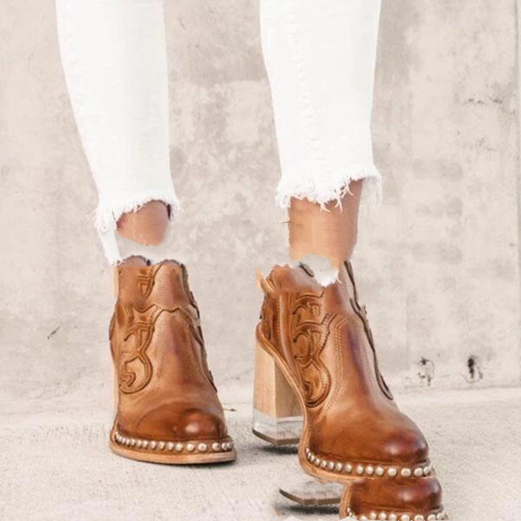 21 Years Autumn And Winter Boots European And American Brown 0 - Tophatter Daily Deals
