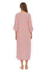 Round Neck Three-Quarter Sleeve Midi Night Dress Sleep Dresses - Tophatter Daily Deals