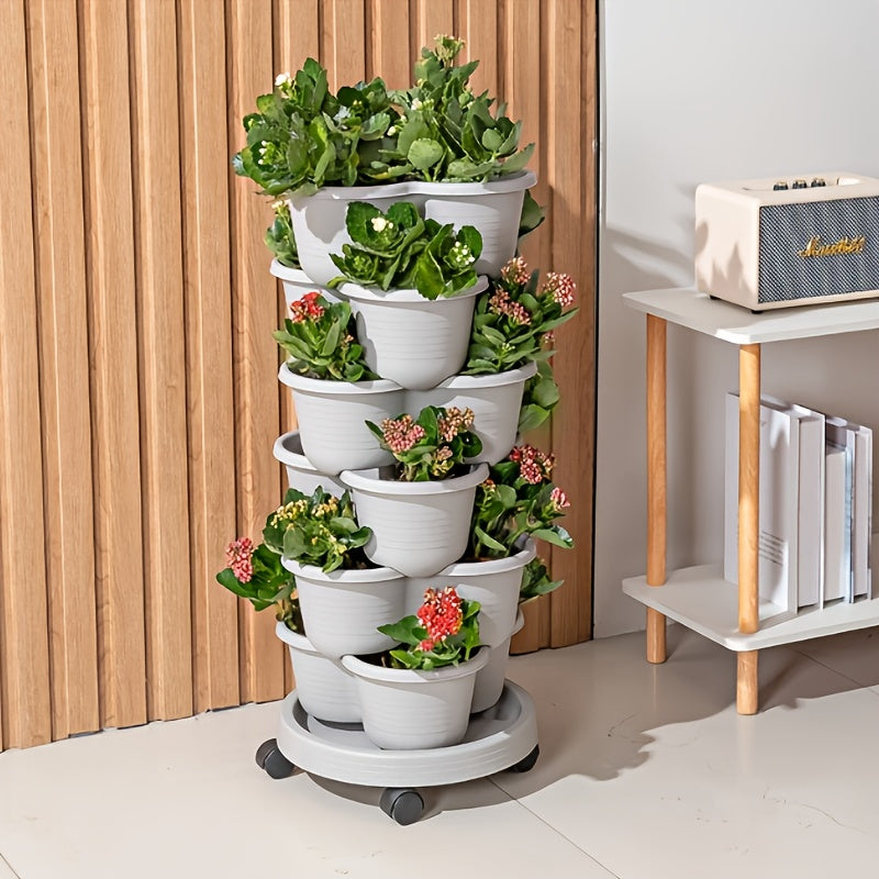 Stackable Self-Watering Plastic Planters (6 pcs) Home & Garden > Artificial Plants > Pots, Planters & Accessories - Tophatter Daily Deals