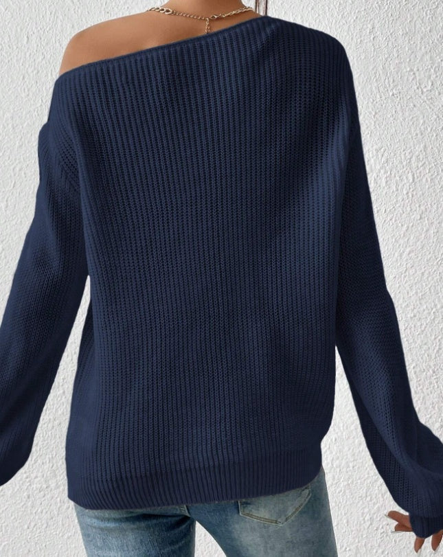 Soft Women’s Sweater - Asymmetric Shoulder, Ribbed Knit 3D Changing Face Moving Picture Frame - Tophatter Daily Deals