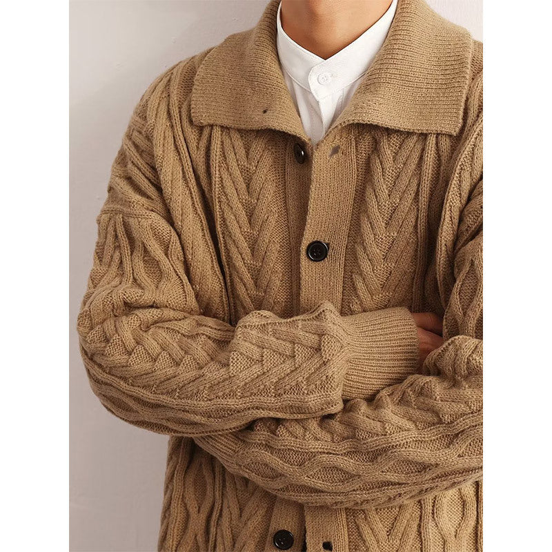 Warm Relaxed Men's Cardigan - Cable Twist Knit, For Fall 3D Changing Face Moving Picture Frame - Tophatter Daily Deals