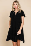 Culture Code Full Size Short Sleeve Ruffled Asymmetric Hem Dress Black Casual Dresses - Tophatter Daily Deals