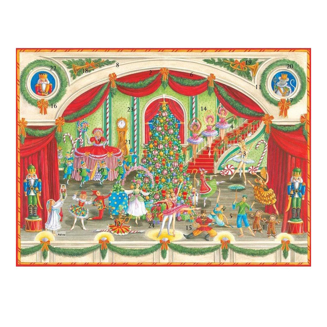3D Ballet Christmas Advent Calendar - Glittered Pop-Up Theatre with 24 Doors - 43x32cm Advent Calendar - Tophatter Daily Deals