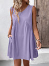 Ruched V-Neck Sleeveless Mini Dress Casual Dresses - Tophatter Daily Deals