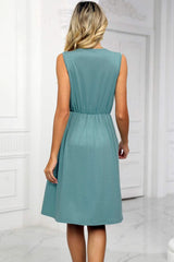 Pocketed V-Neck Wide Strap Dress Casual Dresses - Tophatter Daily Deals